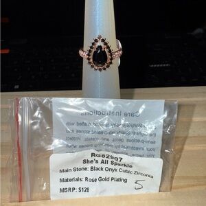 She’s all sparkle Rose Gold Black Onyx Ring size 5 RG82907